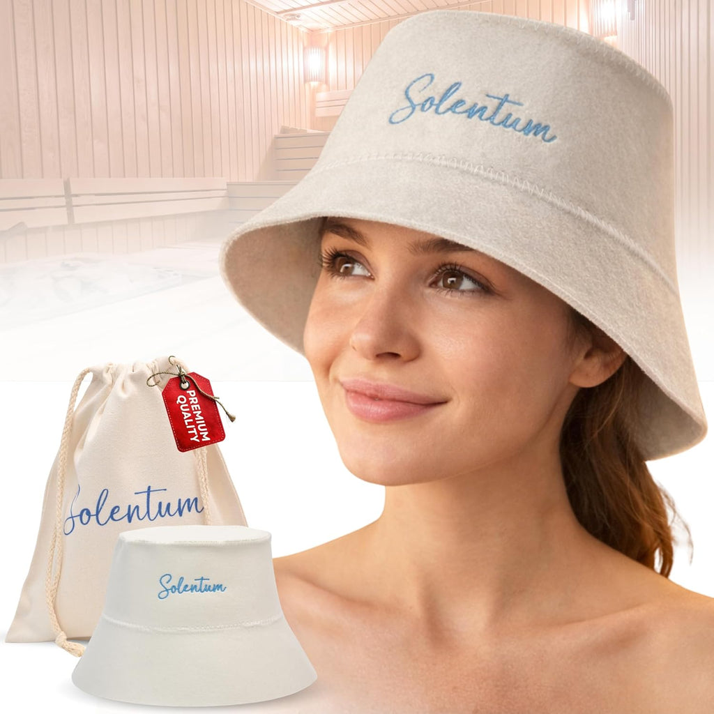 Premium Sauna Hat for Men and Women Protect Hair Inside Banya Shower Bath - Felt Top Hats Caps Steamer Head Protector Cap Ladies Spa Essentials Saunas Accessories Bathing Headgear White