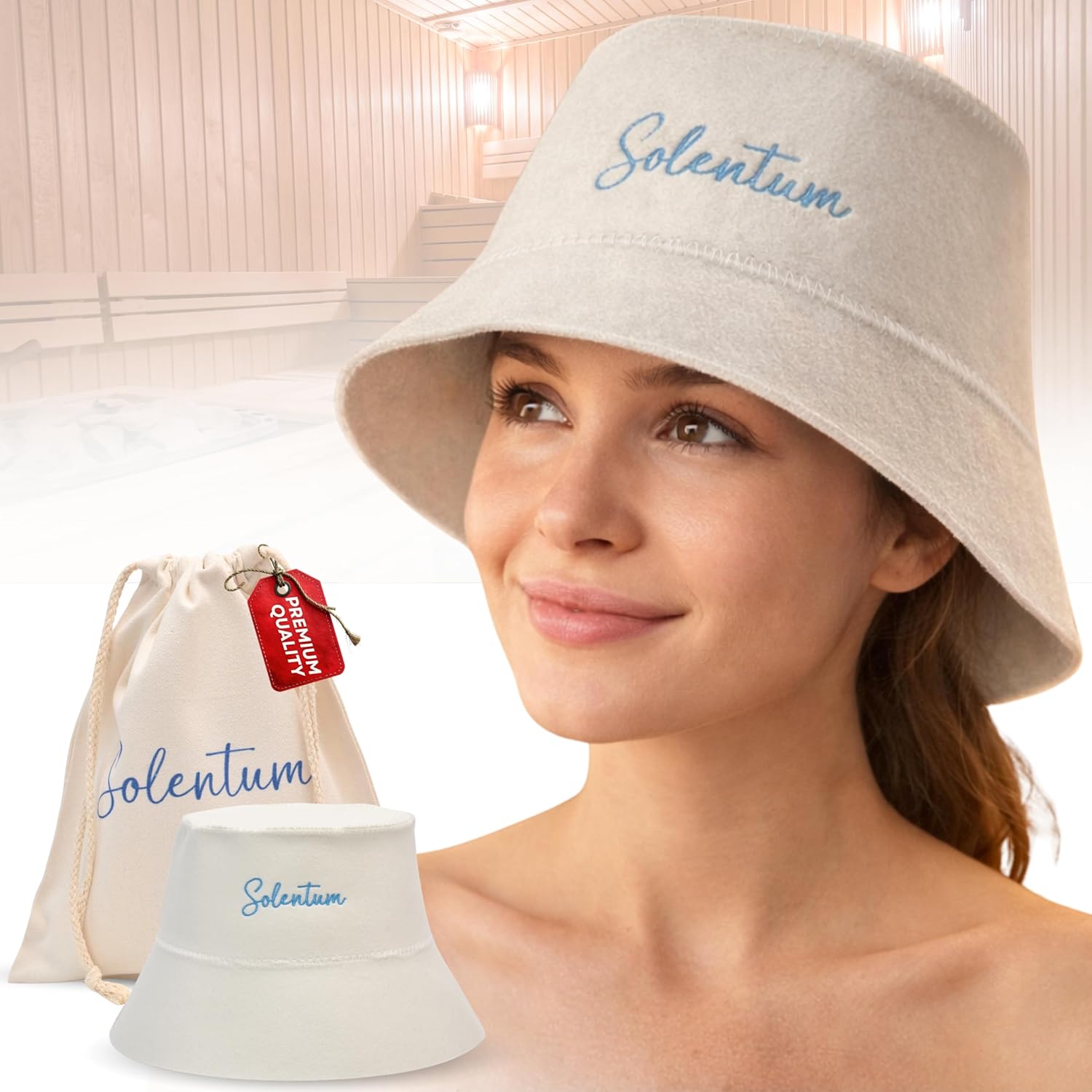 Premium Sauna Hat for Men and Women Protect Hair Inside Banya Shower Bath - Felt Top Hats Caps Steamer Head Protector Cap Ladies Spa Essentials Saunas Accessories Bathing Headgear White