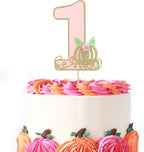Little Pumpkin One Cake Topper - Girl First Birthday Cake Topper, Pumpkin 1st Birthday Party Decorations, Fall Party Decorations (Pumpkin One Cake Topper Pink)