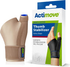 Actimove Sports Edition Thumb Stabilizer with Extra Stays – Sleeve for Pain Management of Strains, Sprains, Inflammation, Thumb Pain & Skier's Thumb – Left/Right Wear - Beige, Small/Medium