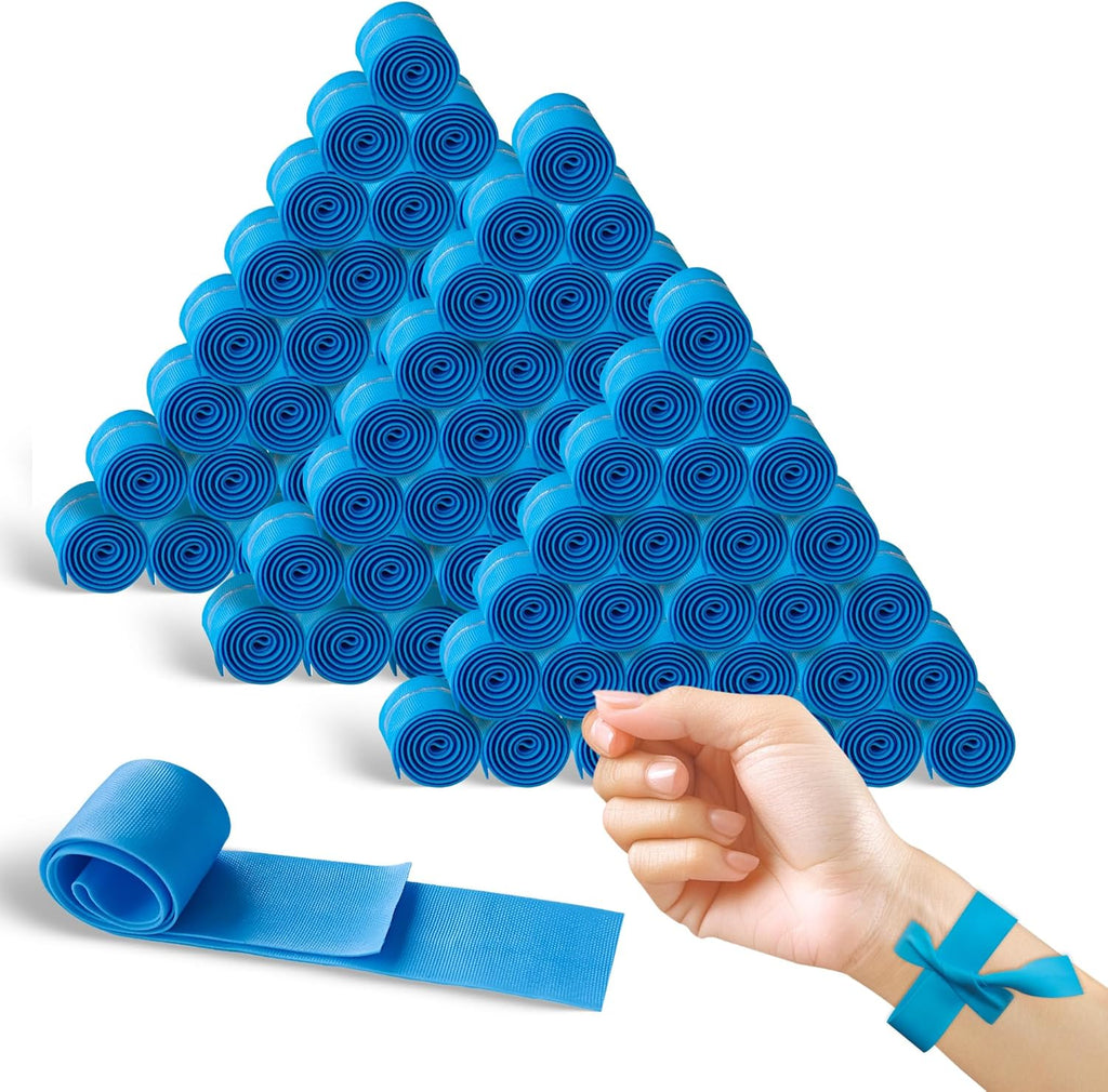 100 Pcs Disposable Tournique, Ourniquet for Blood Draw, 1 inch Wide x 18 inch Long, Latex-Free and Tear-Resistant, Medical Emergency Supplies for Nursing, Travel, and Outdoor First Aid