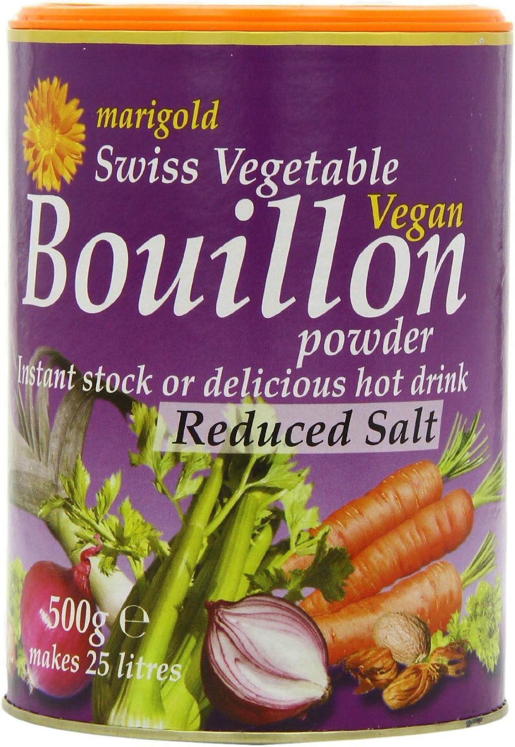 Marigold Swiss Vegetable Bouillon Reduced Salt Family 500g - Pack of 2