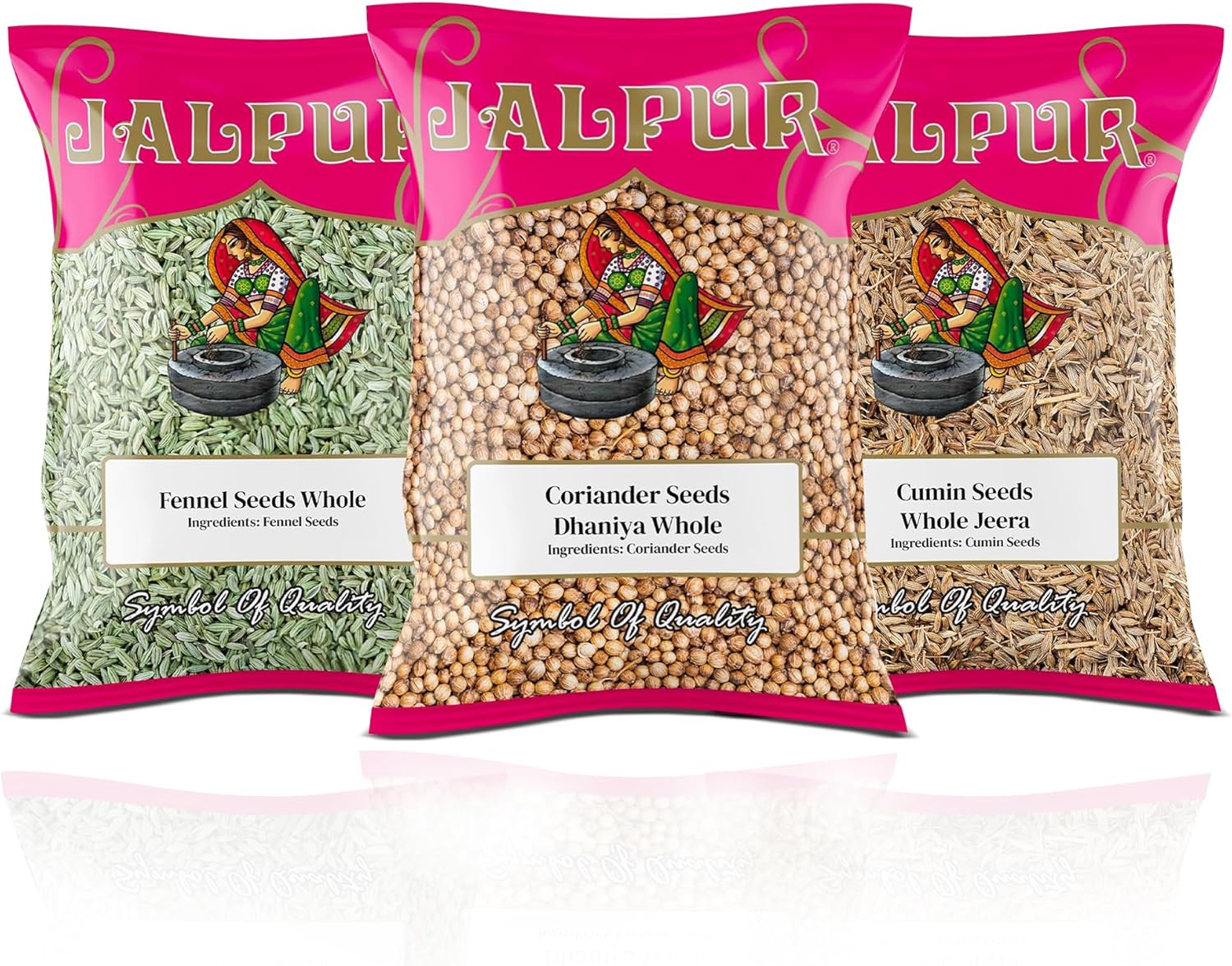 Jalpur Millers Spice Combo Pack - Cumin Seeds 100g - Coriander Seeds 100g - Fennel Seeds 100g (3 Pack)