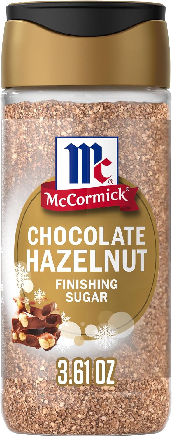 McCormick Finishing Sugar, Chocolate Hazelnut, Limited Edition, Rich Cocoa and Roasted Hazelnut Notes, For Cookies, Ice Cream, Dessert, Beverages, and More, 3.61 oz