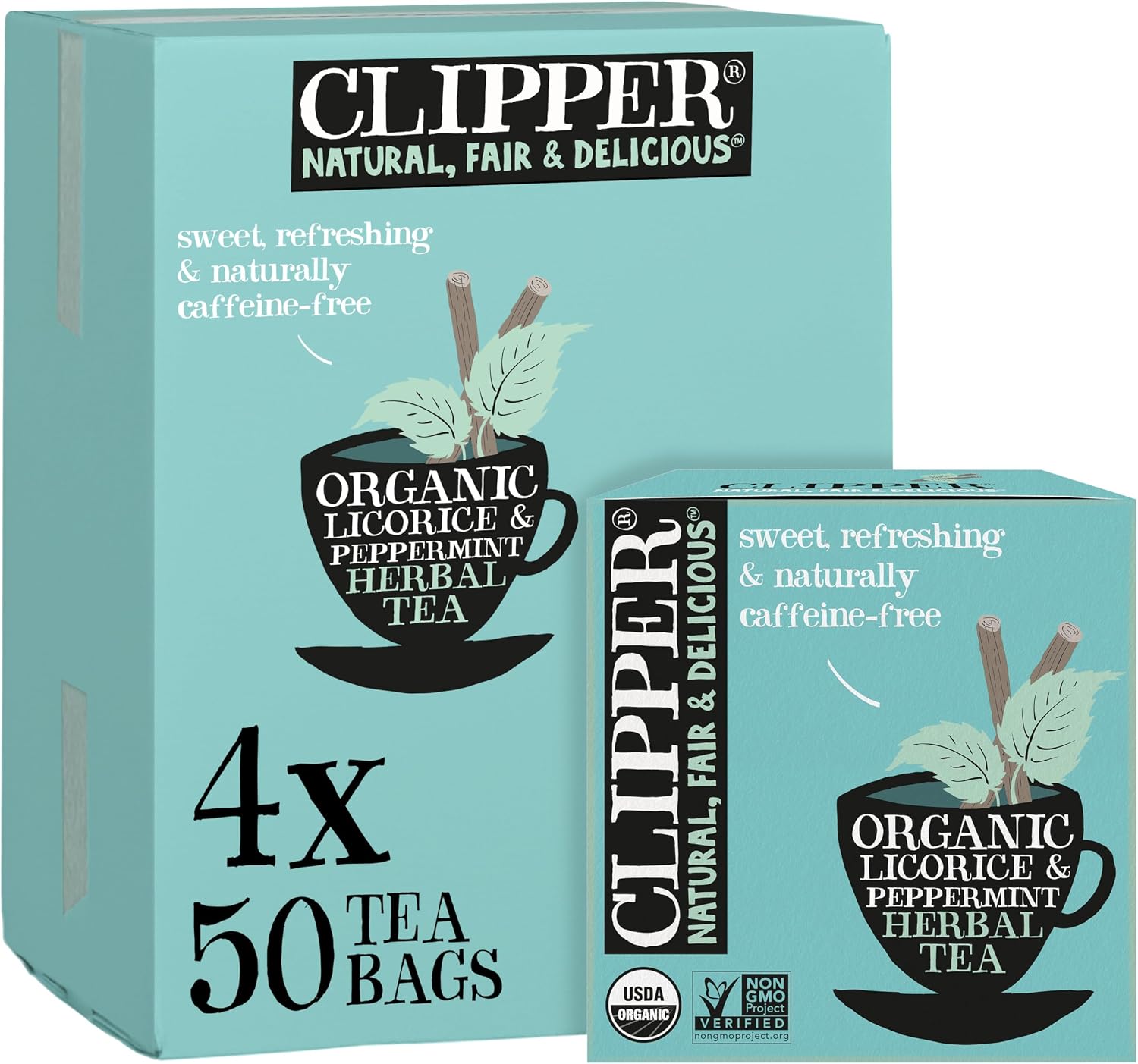 Clipper Tea Peppermint & Licorice Teabags – Caffeine Free, USDA Organic, Great Hot or Iced – Sweet, Refreshing, Natural, Fair & Delicious Sweet – 200 Tea Bags