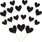 30 PCS Love Heart Cupcake Toppers Glitter Sweet Love Cupcake Picks Bridal Shower Wedding Engagement Cake Decorations for Valentine's Day Baby Shower Birthday Anniversary Party Supplies Black