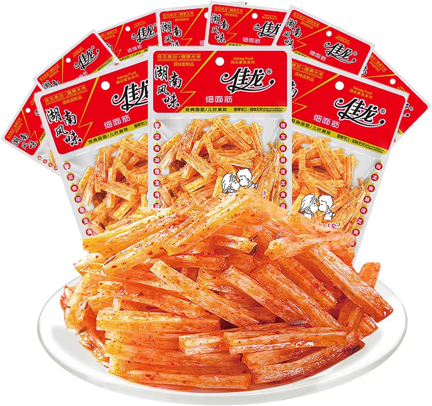 Mini Spicy Gluten Strips (La Tiao), Sweet & Spicy Flavor, hot strip, Irresistibly Chewy,latiao chinese snack (0.6oz Pack)Asian Snacks,辣条 10Pack