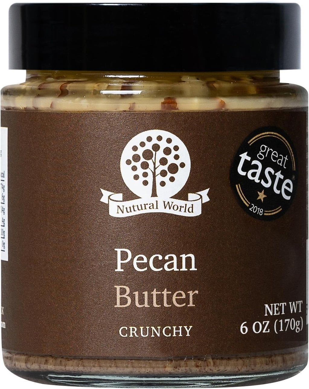 Nutural World - Crunchy Pecan Nut Butter 6 Oz (170g) Great Taste Award winner - Pure 100% single ingredient
