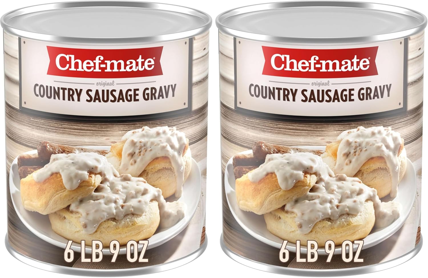 Chef-mate Country Sausage Gravy, Breakfast Sausage, Biscuits and Gravy, 6 lb 9 oz, #10 Can (Pack of 2)
