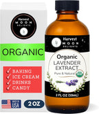 Organic Lavender Extract for Baking, Ice Cream, Drinks, and Candy - 2 oz - By Harvest Moon Delights - Food Grade - Lavender Flavoring for Drinks