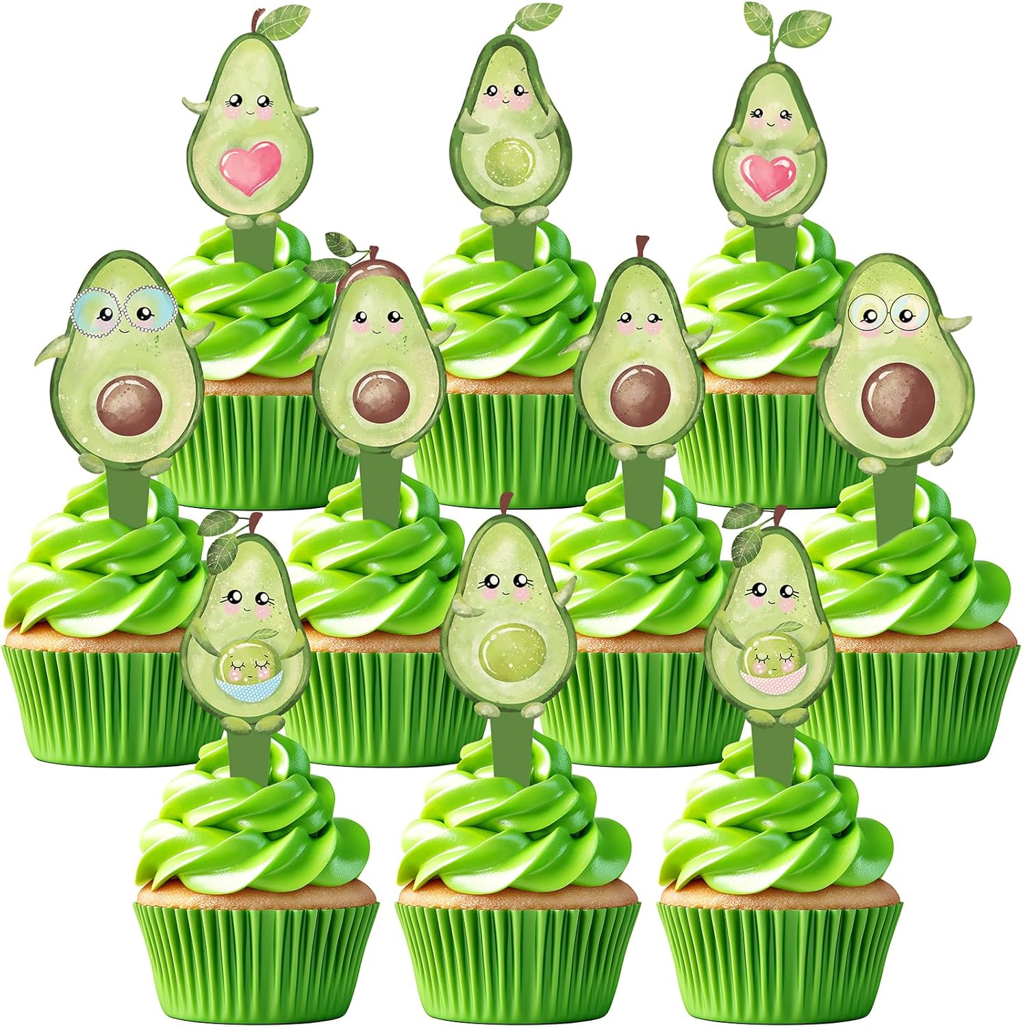 40 PCS Avocado Cupcake Toppers