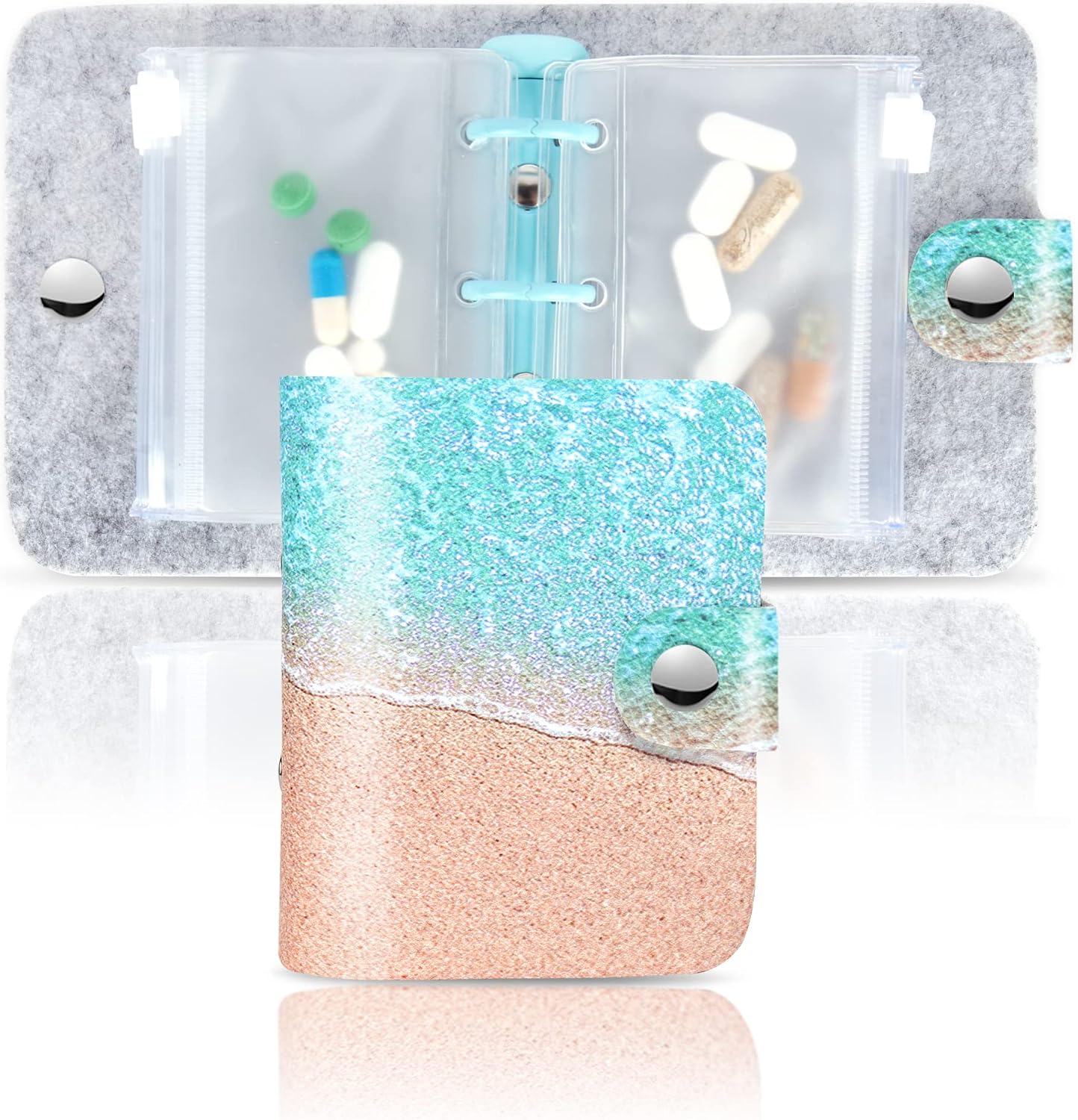 Pill Organizer,Pill Pouches Clear Plastic Bags Self Sealing Travel Medicine Organizer Storage (1-Sandbeach, 1 Pack)