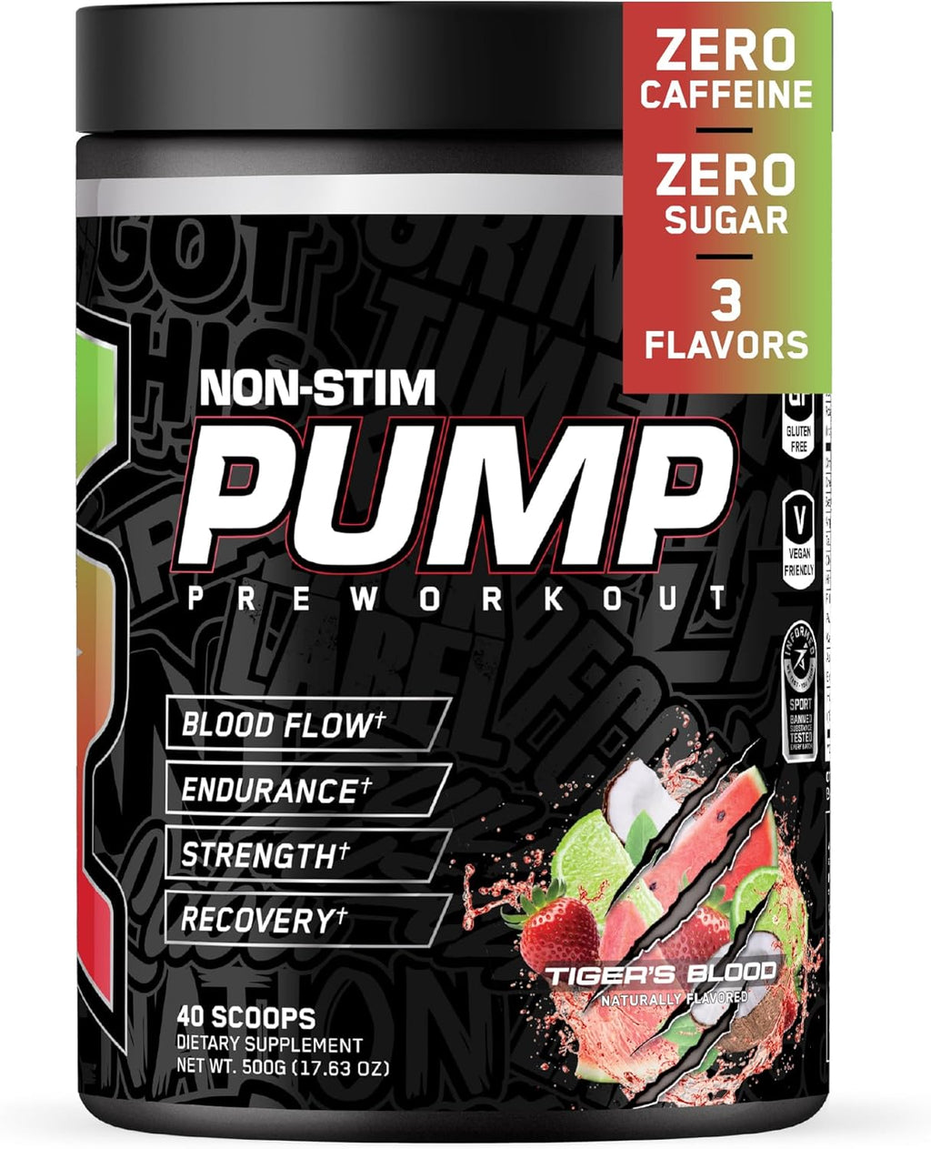 All Black Everything Non Stim Pre-Workout | Preworkout Energy Drink Mix | Caffeine Free | Creatine, Beta Alanine & Citrulline | Energy Supplement for Men & Women | Tigers Blood | 40 Servings