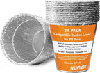NUPICK 24 Pack Grease Bucket Liner Compatible for Pit Boss Grills 67292 Foil, Oklahoma Joe's 9518545P06, Z Grill Bucket, Recteq Large Bucket, etc. 6.3” x 6.0”, Disposable Aluminum
