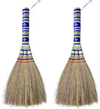 2 Piece Small Whisk Broom Handheld Brush Whisks Away Dust, Dirt & Debris Brush Hanger for Easy Storage Perfect for Indor Outdoor and Car - Short of Asian Whisk Broom (staw soft broom)