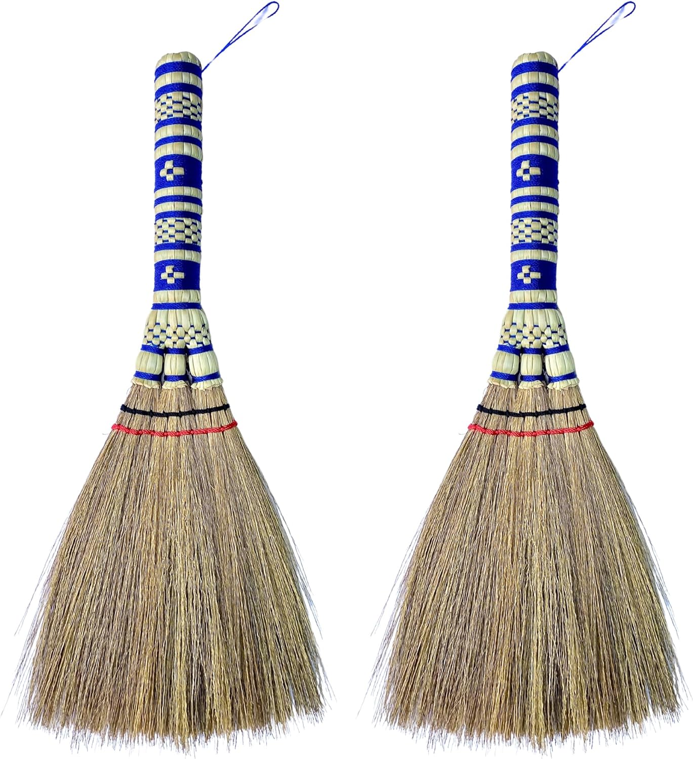 2 Piece Small Whisk Broom Handheld Brush Whisks Away Dust, Dirt & Debris Brush Hanger for Easy Storage Perfect for Indor Outdoor and Car - Short of Asian Whisk Broom (staw soft broom)