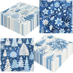 40pcs Winter Napkins Decorations,Blue Winter Christmas Napkins,Christmas Tree Xmas Reindeer Napkin for Winter Holiday Party Xmas Birthday Party Supplies