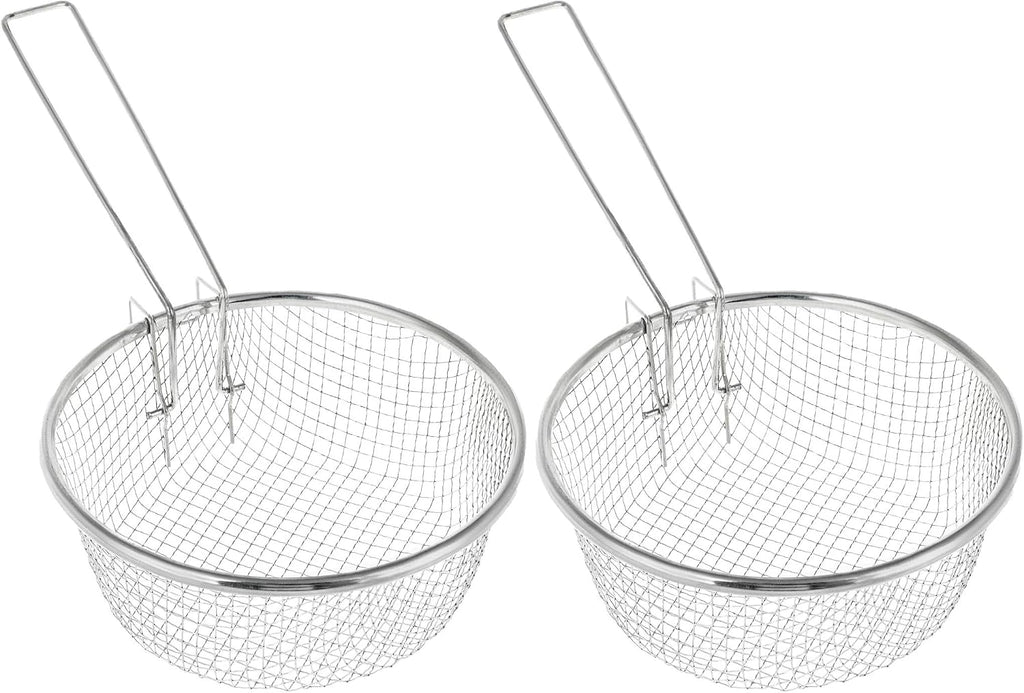 Deep Wire Basket for Cooking - Pack of 2 - Commercial Stainless Steel Fry Baskets With Handle - Deep Fryer Strainer - 7 Inches