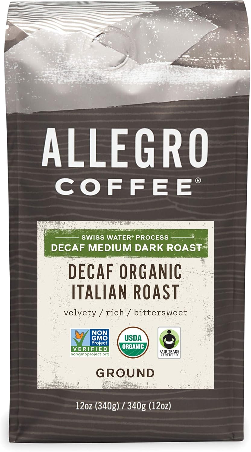 Allegro Coffee Decaf Organic Italian Roast Ground Coffee, 12 Ounce (Pack of 1)