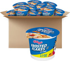 Kellogg's Frosted Flakes Breakfast Cereal Cups, 8 Vitamins and Minerals, Kids Snacks, Original, 25.2oz Case (12 Cups)