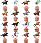 50Pcs Derby Decorations Cupcake Toppers, Horse Racing Decorations Cake Toppers, Horse Cupcake Toppers, Derby Party Decorations Cupcake Toppers, Run for the Roses Party Supplies