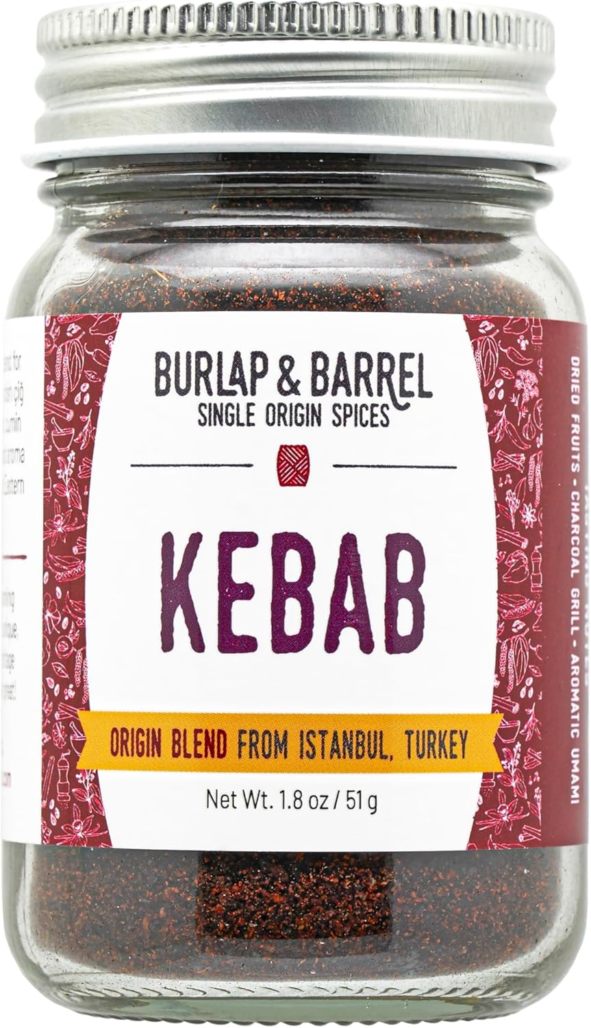 Burlap & Barrel Kebab - Köfte Baharat - Savory and Bright Grilling Blend - Kebab Spice, Turkish Kebab - As Seen on Shark Tank - 1.8 oz Glass Jar