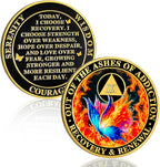 Butterfly in the Fire 21 Year Sobriety Coin, Recovery & Renewal AA Medallion - Celebrating Recovery Anniversary Tokens, Alcohol Free Sobriety Gifts for Women Men