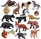 16PCS Forest Animals Baby Figures, Woodland Creatures Figurines, Miniature Toys Cake Toppers Cupcake Toppers Birthday Gift for Kids