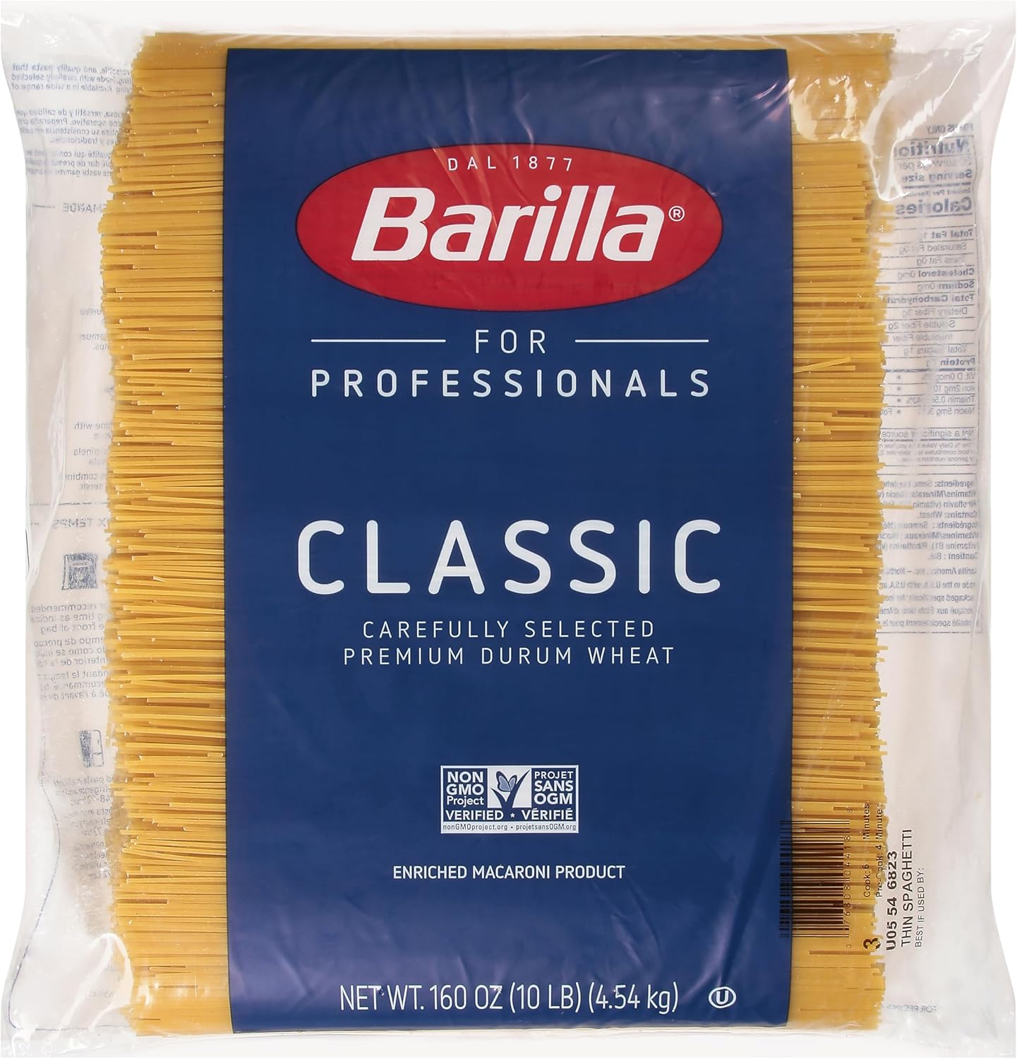 Barilla 20 lb. Thin Spaghetti Pasta, 20 Pound