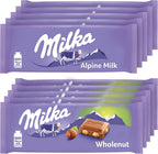 Milka European Chocolate Bars Variety Pack, Alpine Milk Chocolate & Wholenut Hazelnut Chocolate, 10 - 3.52 oz Bars