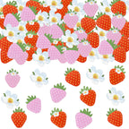 Strawberry Confetti, 100pcs Double Side Starwberry Flower Table Decorations Bridal Engagement Baby Shower Birthday Party Drink Toppers Anniversary Party Decorations Supplies (red)
