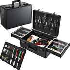 Yueieoun Barber Case 6 Clippers Sliding Tray, Profesional Barbers Briefcase Tool Case, Barber Cases for Clippers and Supplies, Hair Scissors Trimmer Organizer, Salon Hair Grooming Hard Travel Suitcase