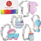 Ann Clark 5-Pc. Baby Shower Cookie Cutter Set, Made in USA, Baby Bottle, Rattle, Onesie, Carriage and Bib