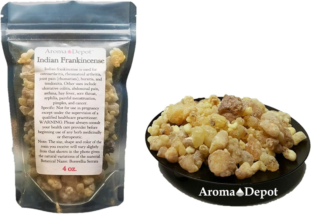 Indian Frankincense 100% Pure Natural Gum Organic Aromatic Tear Rock Incense Tree Sap Olibanum Bulk Boswellia Serrata (4 Ounce)