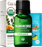 Gya Labs USDA Certified Organic Frankincense Essential Oil - Boswellia Serrata for Skin, Diffuser, Meditation, Aromatherapy, DIY Candle Making Scents - 0.34 Fl Oz