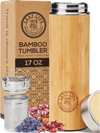 LeafLife Premium Bamboo Tea Bottle for Loose Tea - Tea Infuser Bottle - Tea Gifts - Insulated Water Bottle/Coffee Tumbler/Tea - Tea Gift Set, Tea Accessories - Tea Tumbler 17oz