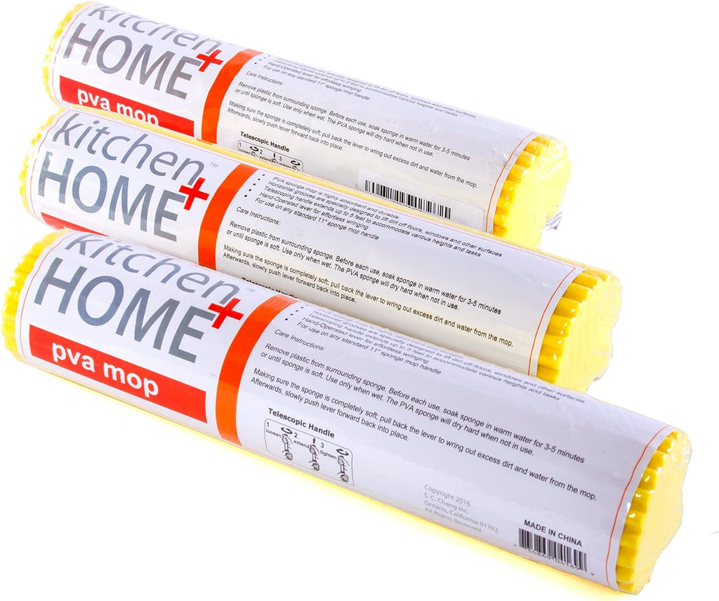Kitchen Home Sponge Mop Head Refill - Set of 3 Super Absorbent and Durable PVA Roller Mop Head Refill