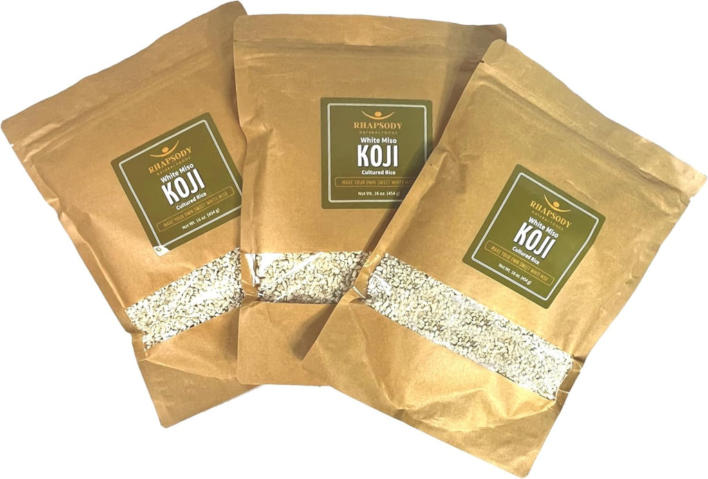 RHAPSODY ORGANIC KOJI - Made in Vermont, USA - Sweet Miso Koji/Shio Koji, 3-pack (3 x 16 oz)
