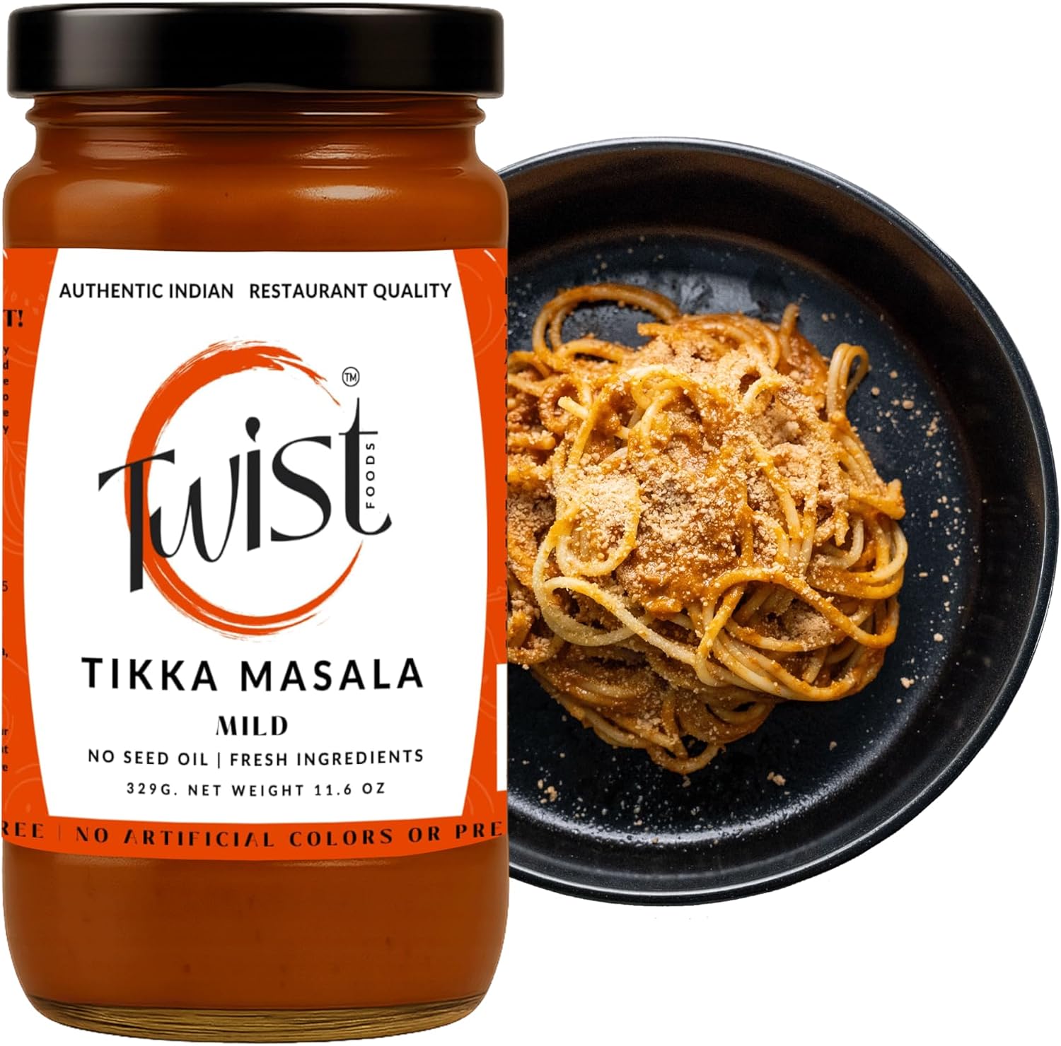 Twist Foods Tikka Masala Sauce | Mild Indian Simmer Sauce | Authentic Restaurant-Style Indian Curry Sauce| Gluten-Free | No Preservatives or Artificial Flavors | Small Batches | 12.3 oz Jar