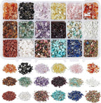 NBEADS 1 Box Gemstone Chip Beads, 18 Styles Undrilled Natural Material Crushed Irregular Chip Stones for Jewelry Making DIY Craft Home Decoration