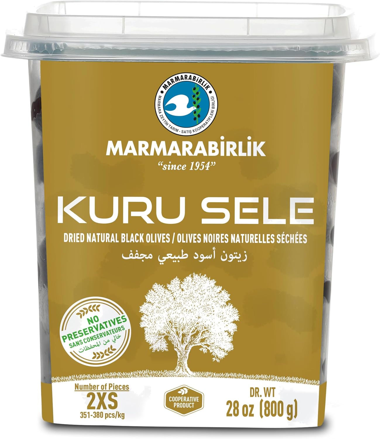 Marmarabirlik Black Olives, Turkish Dry Cured Black Olives, Hand-Picked, Healthy Snacks, Savory Mediterranean Taste, Great for Sandwiches and Snacking, Vegan, Kosher and Halal, Small, 28 Oz (800g)