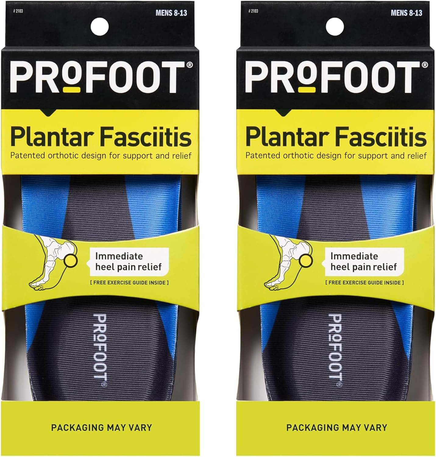 PROFOOT Plantar Fasciitis Orthotic Insoles for Men (Sizes 8-13) – Gel Shoe Inserts for Instant Heel Pain Relief and Arch Support – 2 Pairs of Heel Pads