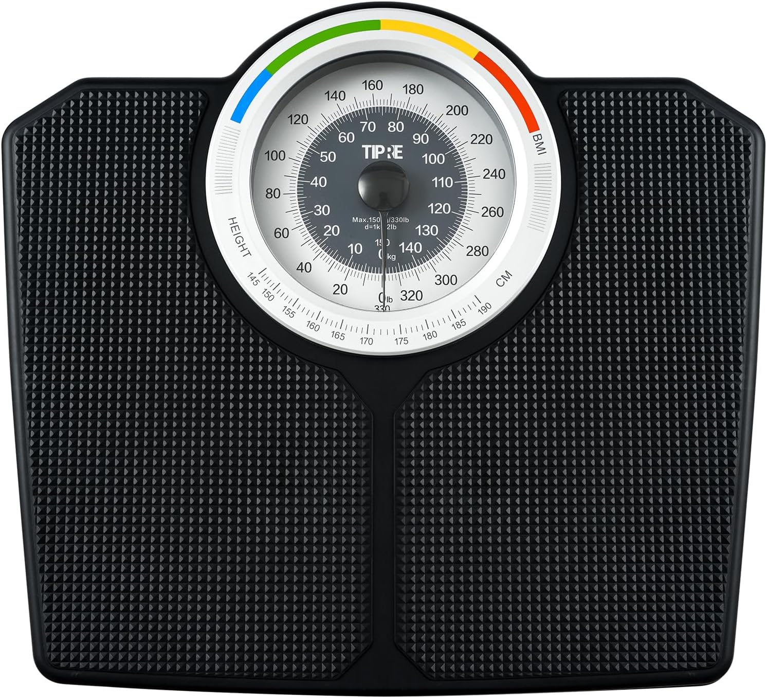 TIPRE Analog Scale for Body Weight, Mechanical Bathroom Scale, Analog Scale for Body Weight, 150kg/330lb, Dial Scale with Wider and Thicker Anti-Slip Platform, Simple Calibration, No Required Battery
