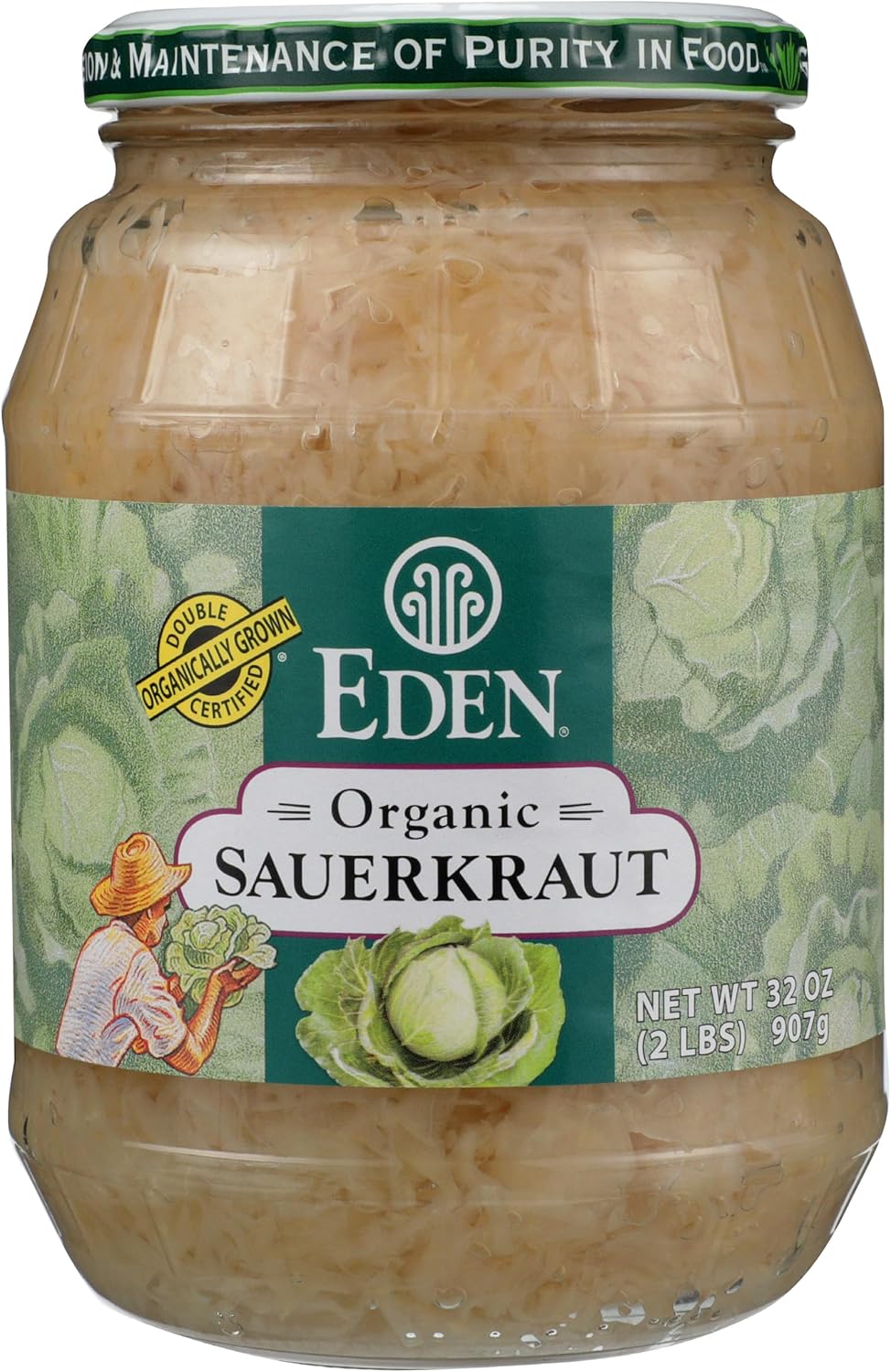Eden Organic Sauerkraut, 32 oz Glass Jar, Fine Cut