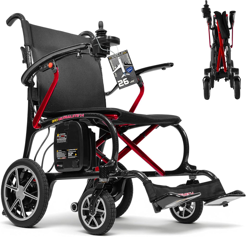 Ultralite G10 Electric Wheelchair Lightweight Foldable 2026 New Model 100% Full Carbon-Fiber Frame Travel-Ready Motorized Wheelchair for Adults 300lb Lightweight Foldable Electric Wheelchair