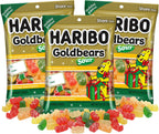 Christmas Haribo Sour Goldbears, Assorted Fruit Flavored Gummy Bears, Holiday Stocking Stuffer Candy, 4 Ounces (Pack of 3)