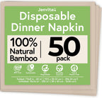 100% Bamboo Compostable Napkins (50-Pack) | Heavy Duty Napkins for Lunch, Dinner, Events, Occasions & Entertaining | Eco Friendly | 3-Ply FSC Certified | Bamboo Paper Towels | 7.5 x 8 Inch