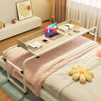 Overbed Table with Wheels, Height Adjustable 65-95cm Computer Desk Standing Workstation Food Tray Desk Rolling Table for Twin/Full/Queen/King Size Bed Frame