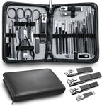 Manicure Pedicure Kit Professional 30pcs Complete Nail Care kit，fingernail and toenail Clippers and Manicure kit for Men with Travel Deluxe Beauty Tools Convenience Set (Black)