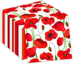 40PCS Poppy Floral Paper Napkins Flowers Paper Napkins Disposable Poppy Floral Party Napkin, Red Poppies Flowers Decorative Luncheon Dinner Guest Napkin for Poppies Party Supplies,6.5" x 6.5"